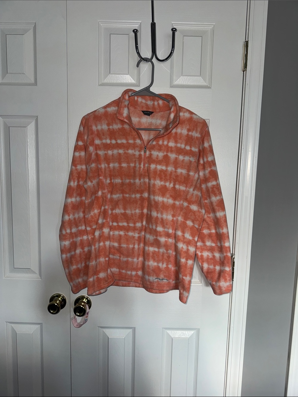 Eddie Bauer Orange and White Tie-Dye Fleece Pullover